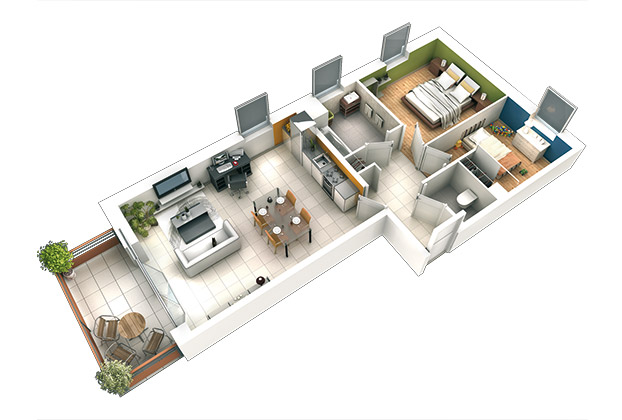 plan d'appartements T2 à T4 à l'architecture moderne et fonctionnelle